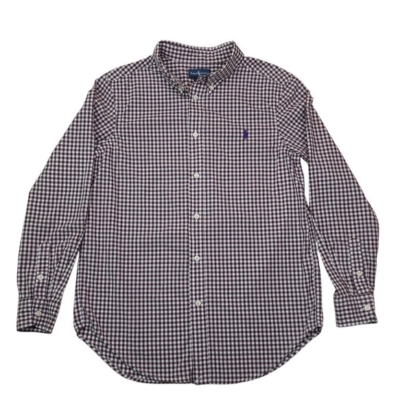 U.S. Polo Assn Checkered Button Down Shirt Medium Brown White - Picture 2 of 8